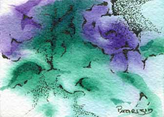 "Purple Rose" by Pat Siok, Oconomowoc WI - Watercolor & Ink, SOLD